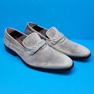 After Midnight Mens Silver Velvet Braided Strap Loafer Size US 10 VGC